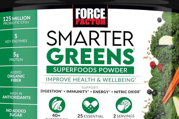 FORCE FACTOR Smarter Greens Superfoods Powder to Support Digestion and Bloating, Immunity, and Energy, Greens Powder with Probiotics, Digestive Enzymes, Antioxidants, and Fiber, 30 Servings