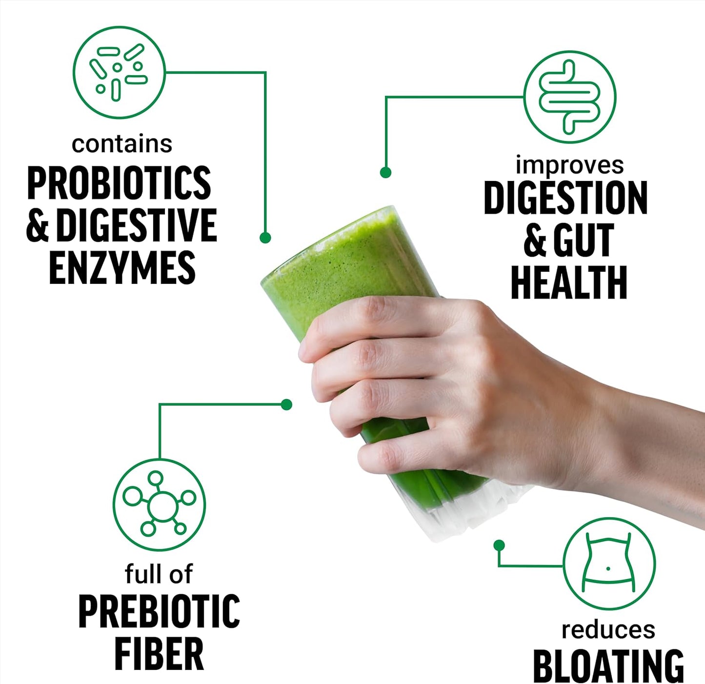 FORCE FACTOR Smarter Greens Superfoods Powder to Support Digestion and Bloating, Immunity, and Energy, Greens Powder with Probiotics, Digestive Enzymes, Antioxidants, and Fiber, 30 Servings